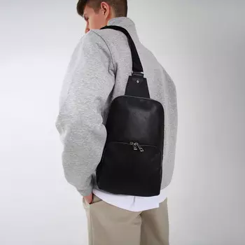 Сумка - слинг, textura, натуральная кожа, цвет черный