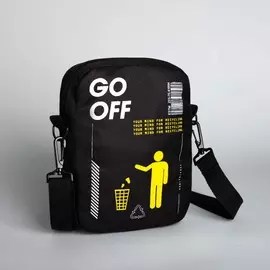 Сумка social, 15х3х20 см, отдел на молнии, длинный ремень, цвет чёрный