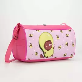Сумка спортивная авокадо на молнии, наружный карман, розовая