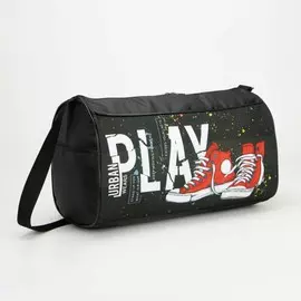 Сумка детская спортивная для мальчика на молнии, наружный карман, черная