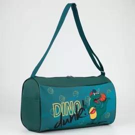 Сумка спортивная динозавр на молнии, 2 наружных кармана, цвет бирюзовый