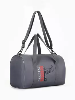 Сумка спортивная на молнии textura, с подкладкой, длинный ремень, маленький размер, серая