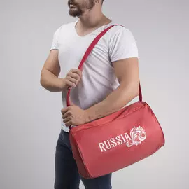 Сумка спортивная russia-хохлома на молнии, наружный карман, цвет красный