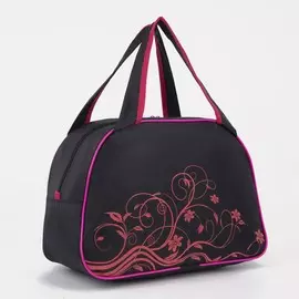 Сумка спортивная на молнии, цвет черный/малиновый