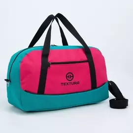 Сумка спортивная женская, textura, средний размер, цвет бирюзовый/розовый
