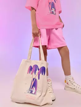 Сумка светло-молочная с печатью