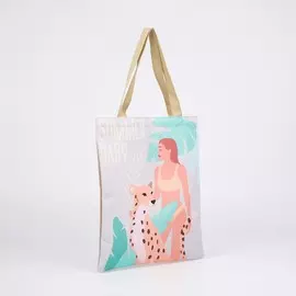 Сумка-шопер тропики без молнии, без подкладки, белый