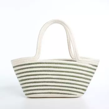 Сумка пляжная без застежки, цвет белый/зеленый