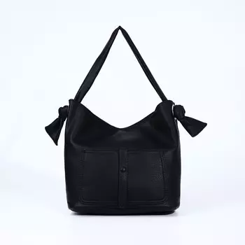 Сумка-тоут на молнии, 2 наружных кармана, цвет черный