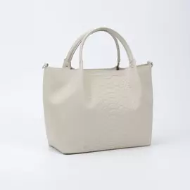 Сумка-тоут, отдел на молнии, наружный карман, длинный ремень, цвет бежевый