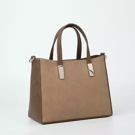 Сумка-тоут, отдел на молнии, наружный карман, длинный ремень, цвет коричневый