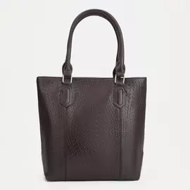 Сумка-тоут, отдел на молнии, наружный карман, длинный ремень, цвет коричневый