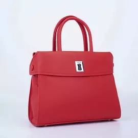 Сумка-тоут, отдел на молнии, наружный карман, длинный ремень, цвет красный