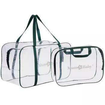 Сумка в роддом, с косметичкой, цвет зеленый