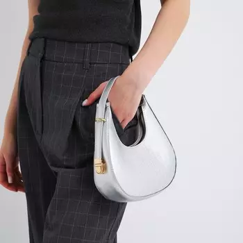 Сумка женская через плечо, цвет серебряный 21*21,5*6 см