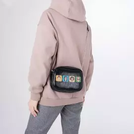 Сумка женская faces, 19х6х14, отд на молнии, длин рмень цепочка, цвет чёрный