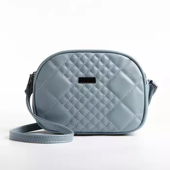 Сумка женская кросс-боди на молнии, 19715 см, в клетку, серо-голубая