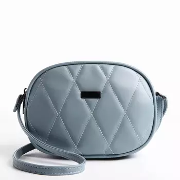 Сумка женская кросс-боди на молнии, 19715 см, со стежкой, серо-синяя