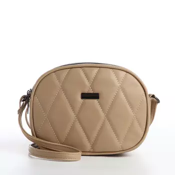 Сумка женская кросс-боди на молнии, 19715 см, со стежкой, бежевая