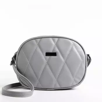 Сумка женская кросс-боди на молнии, 19715 см, со стежкой, серая