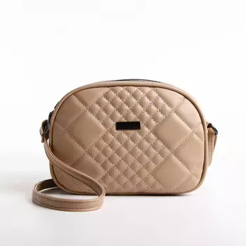 Сумка женская кросс-боди на молнии, 19715 см, в клетку, бежевая