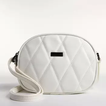 Сумка женская кросс-боди на молнии, 19715 см, со стежкой, белая