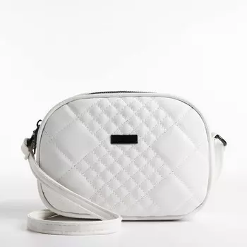 Сумка женская кросс-боди на молнии, 19715 см, в клетку, белая