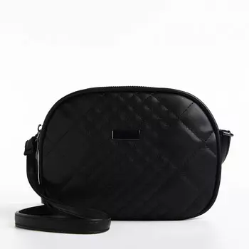 Сумка женская кросс-боди на молнии, 19715 см, в клетку, черная