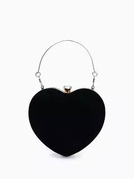Сумка-клатч женская вечерняя на фермуаре, в форме сердца, жесткий корпус, черная