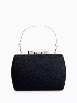 Сумка-клатч женская вечерняя на фермуаре, жесткий корпус, с золотистой фурнитурой, черная