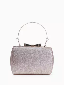 Сумка-клатч женская вечерняя на фермуаре, жесткий корпус, с золотистой фурнитурой, розовая