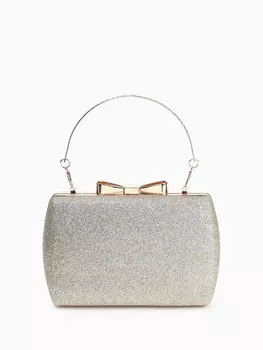 Сумка-клатч женская вечерняя на фермуаре, жесткий корпус, с золотистой фурнитурой, золотистая