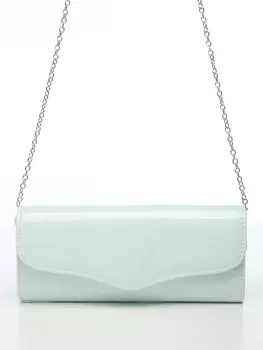 Сумка-клатч женская вечерняя на магните, на длинной цепочке, лаковая, однотонная, черная