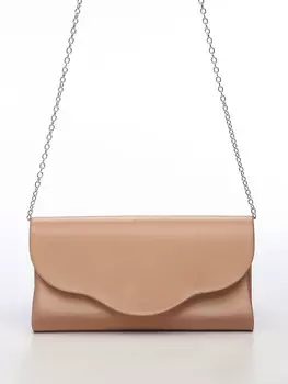 Сумка-клатч женская вечерняя на магните, на цепочке, однотонная, бежевая
