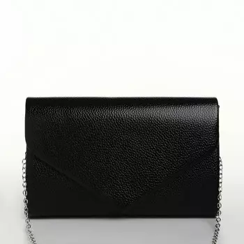 Сумка-клатч женская вечерняя на магните, на серебристой цепочке, черная