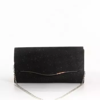 Сумка-клатч женская вечерняя на магните, с длинной цепочкой, черная
