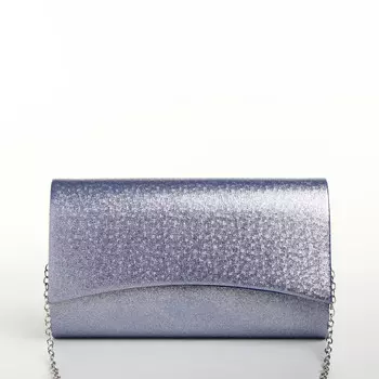 Сумка-клатч женская вечерняя на магните, на цепочке, мерцающая, синяя