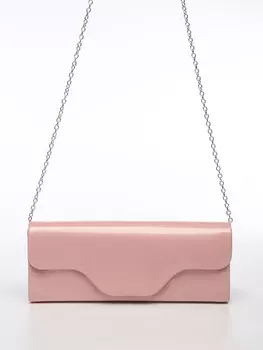 Сумка-клатч женская вечерняя на магните, на длинной цепочке, лаковая, однотонная, розовая