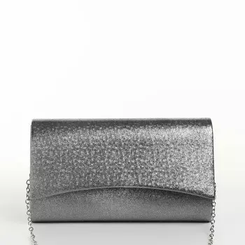 Сумка-клатч женская вечерняя на магните, на цепочке, мерцающая, серебристая