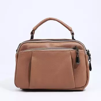 Сумка женская саквояж на молнии, 231015 см, бежевая