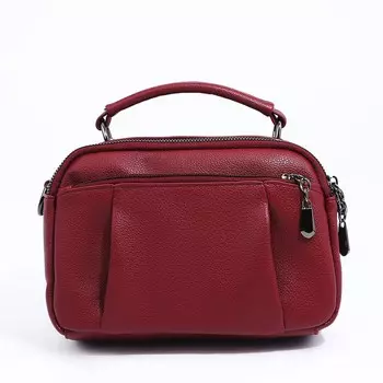 Сумка женская саквояж на молнии, 231015 см, бордовая