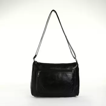 Сумка женская кросс-боди на молнии, 281020 см, однотонная, черная