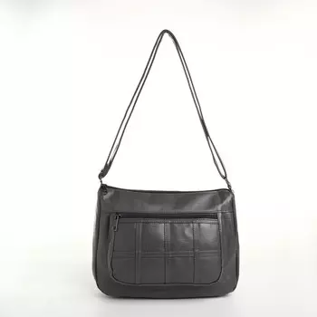 Сумка женская кросс-боди на молнии, 208.515 см, однотонная, серая