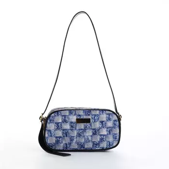 Сумка женская кросс-боди на молнии, 20.56.511.5 см, в клетку, синяя