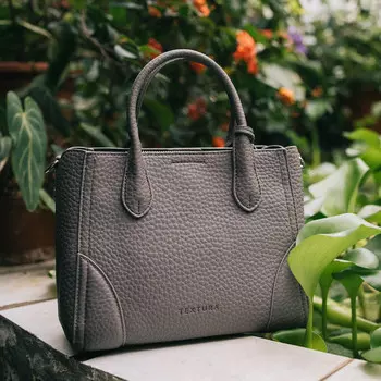 Сумка женская тоут textura на магните, 25721 см, однотонная, серая