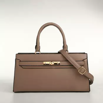 Сумка женская тоут textura на молнии, 34818 см, однотонная, коричневая