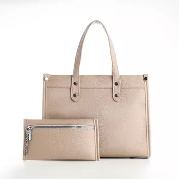 Сумка женская тоут textura на молнии, с кошельком, 301024 см, бежевый