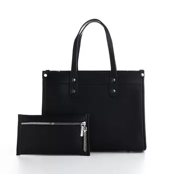 Сумка женская тоут textura на молнии, с кошельком, 301024 см, черный