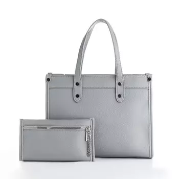 Сумка женская тоут textura на молнии, с кошельком, 301024 см, серый