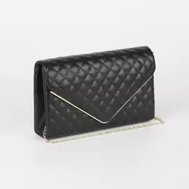 Сумка женская, отдел на клапане, длинная цепь, цвет чёрный